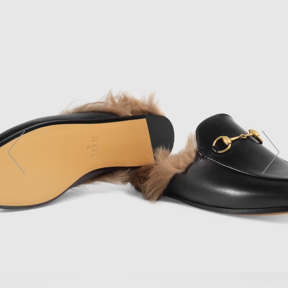 GUCCI Princetown horsebit-detailed shearling-lined leather slippers AUTHENTIC - Picture 8 of 12